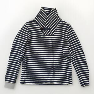 JCrew Crewcuts Shawl Collar Sweater Navy Blue White Striped Nautical Boating 6/7